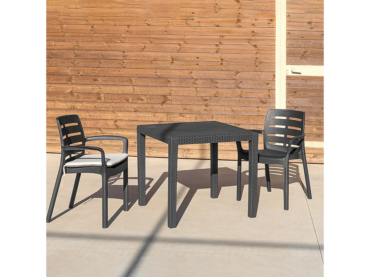 Sillones Exterior - Canada - Gris-Antrácita - 61x54x82cm - Set 8ud - Cojines Incluidos