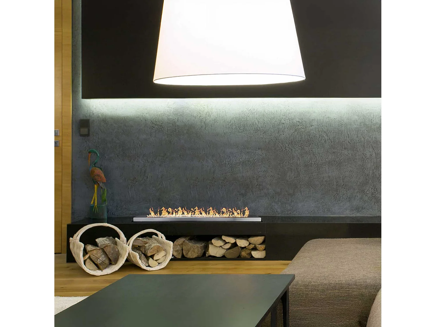 Quemador de bioetanol para chimenea 1,7 L, acero inoxidable 90x11xH5,3 cm