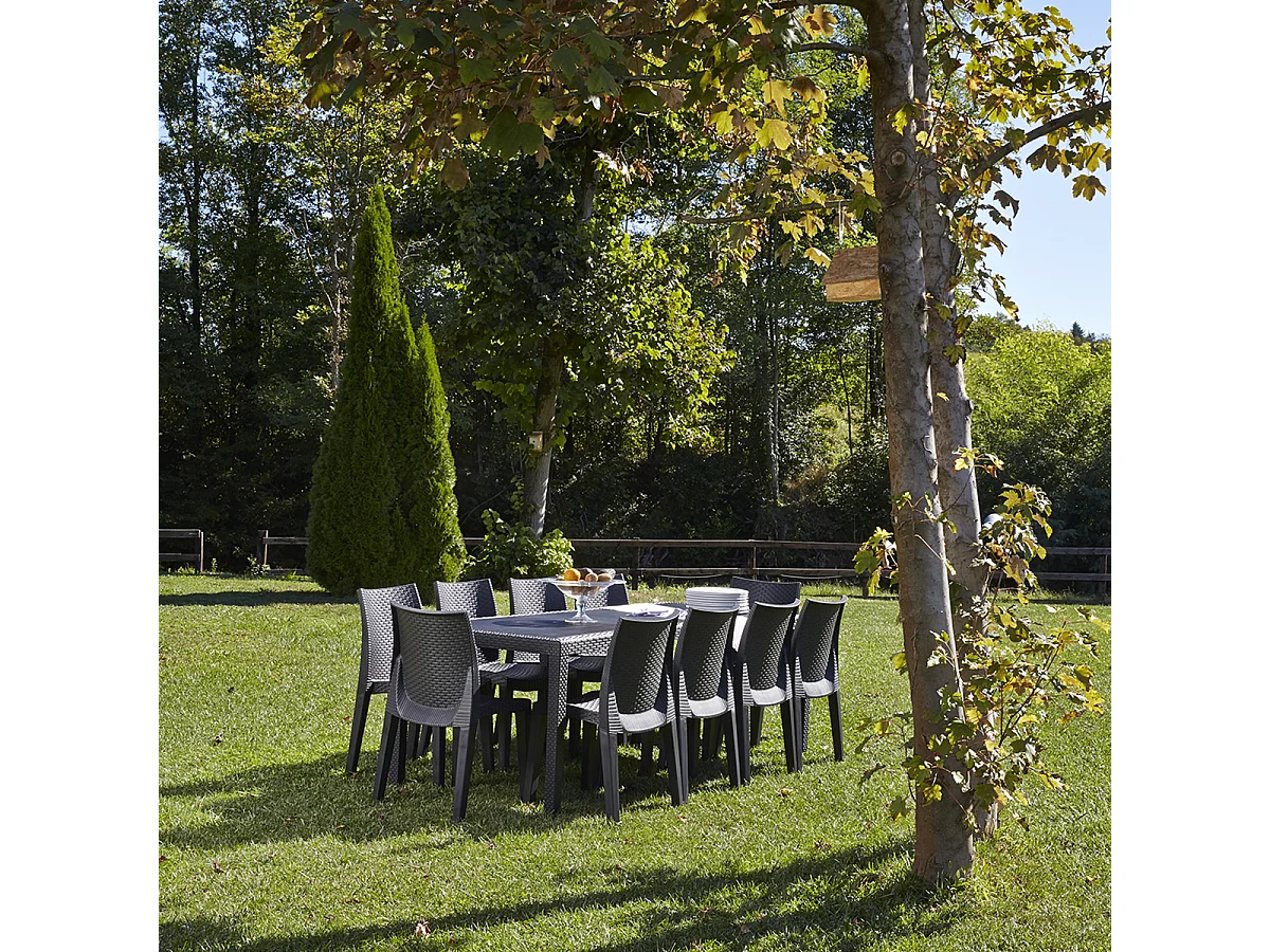 Sillas Exterior - Manila - Gris-Antrácita - 55x48x86cm - Set 8ud - Estilo Ratan  - Cojines Incluidos