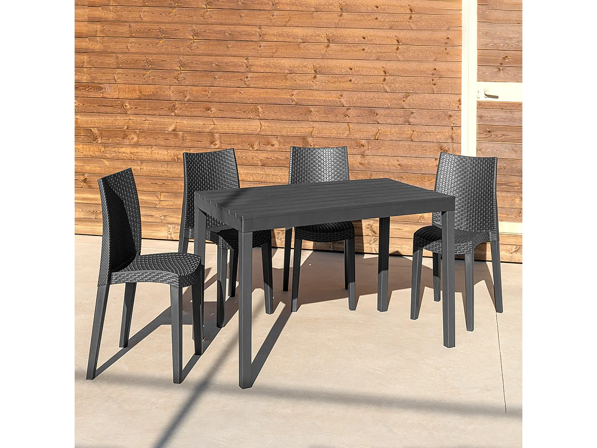 Sillas Exterior - Manila - Gris-Antrácita - 55x48x86cm - Set 4ud - Estilo Ratan  - Cojines Incluidos