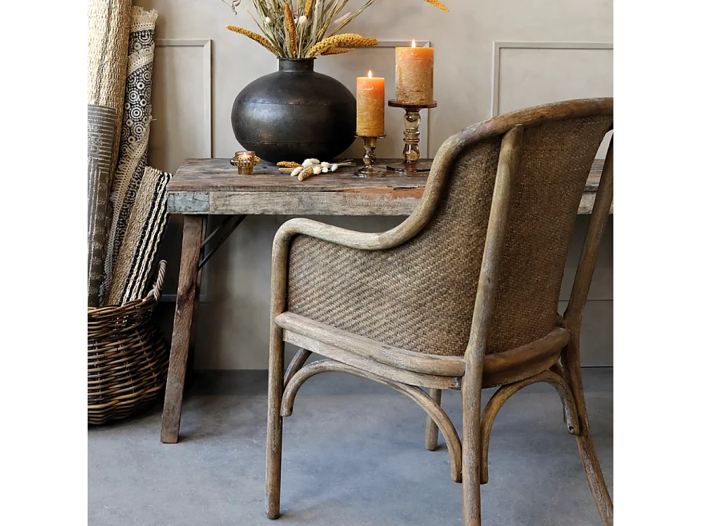 Chaise de bureau en osier marron 56.5 x 56 x 91 cm