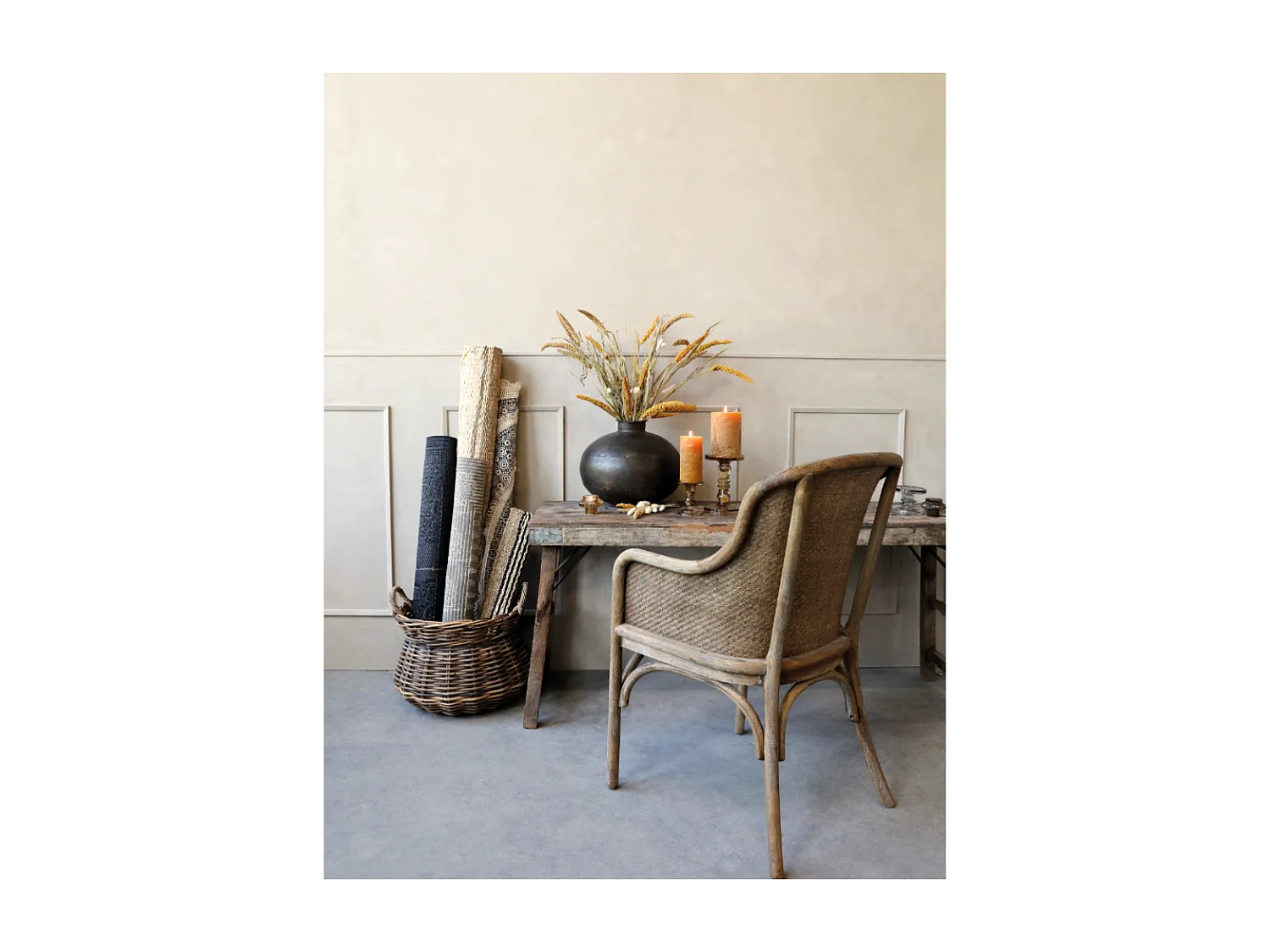 Chaise de bureau en osier marron 56.5 x 56 x 91 cm