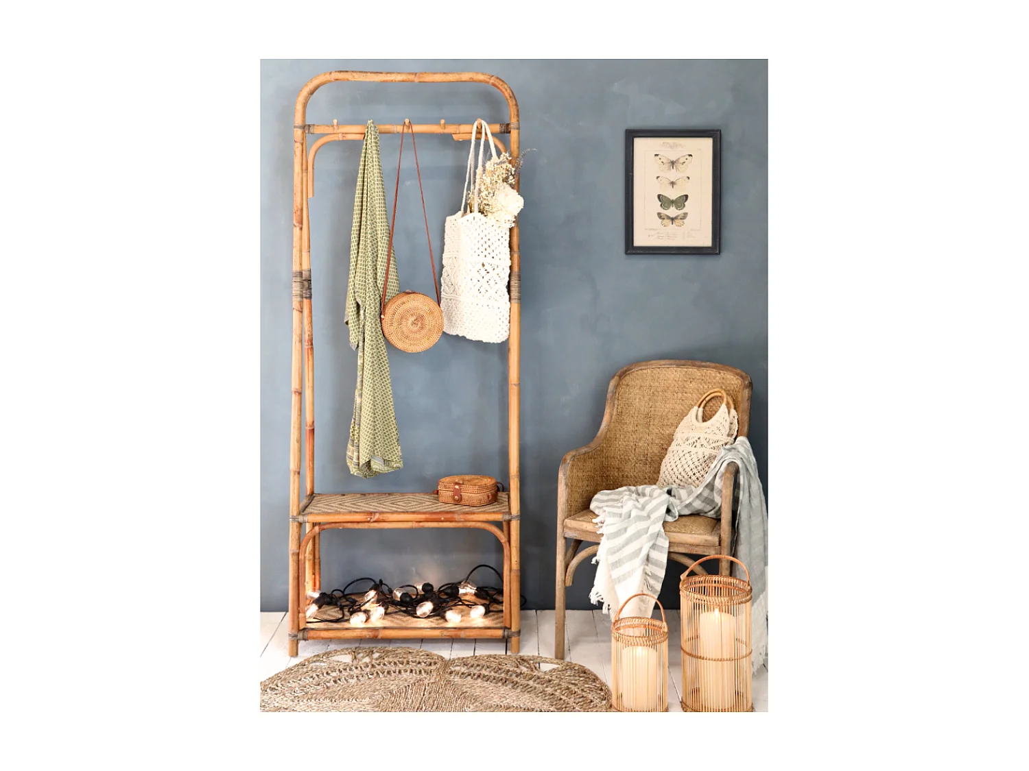 Chaise de bureau en osier marron 56.5 x 56 x 91 cm