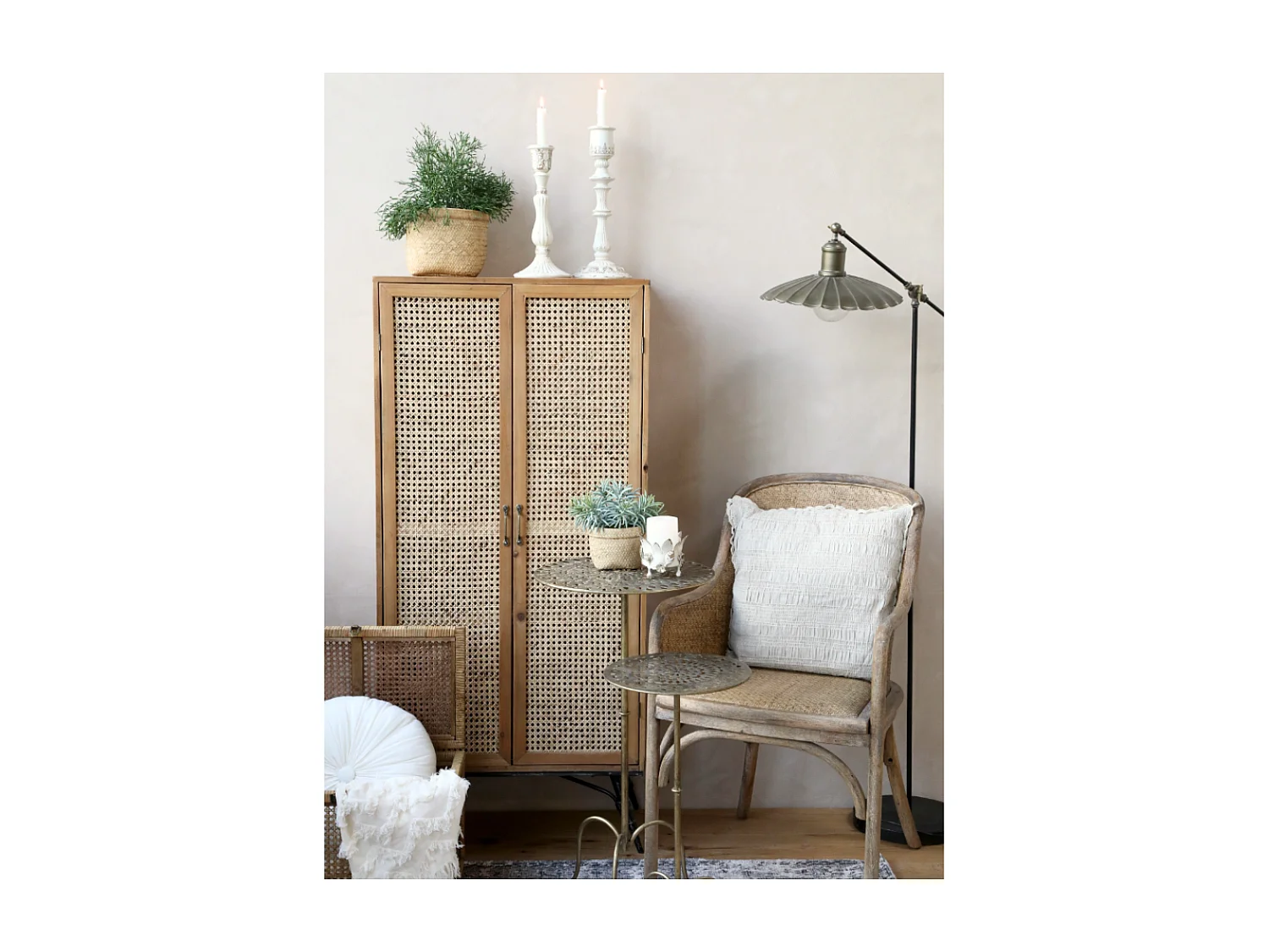 Chaise de bureau en osier marron 56.5 x 56 x 91 cm