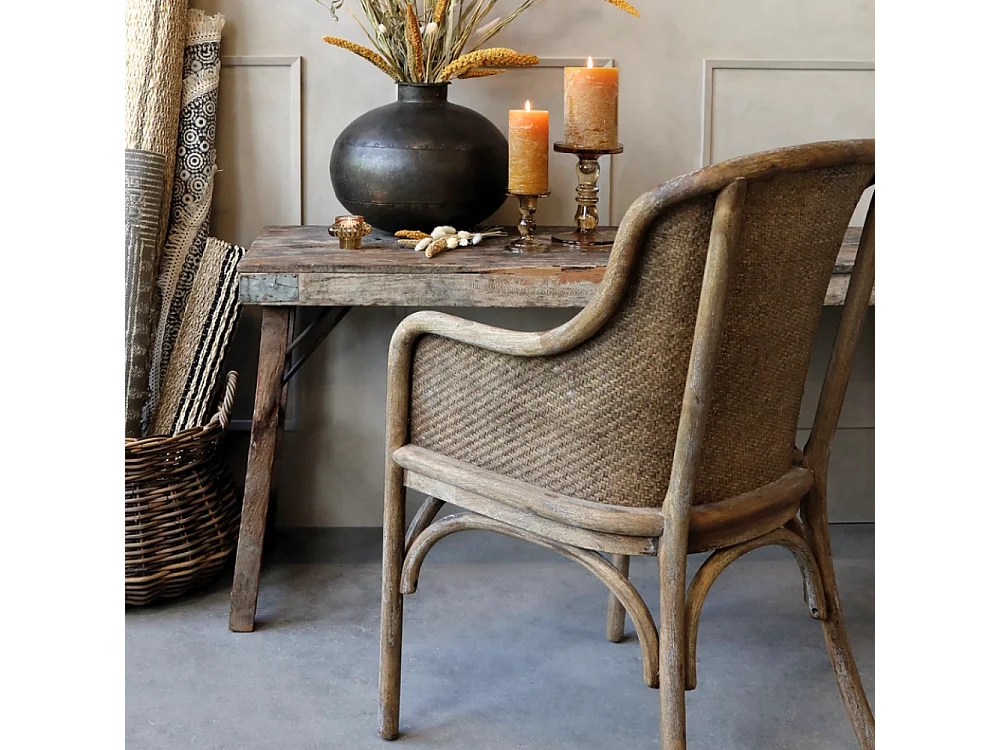 Chaise de bureau en osier marron 56.5 x 56 x 91 cm