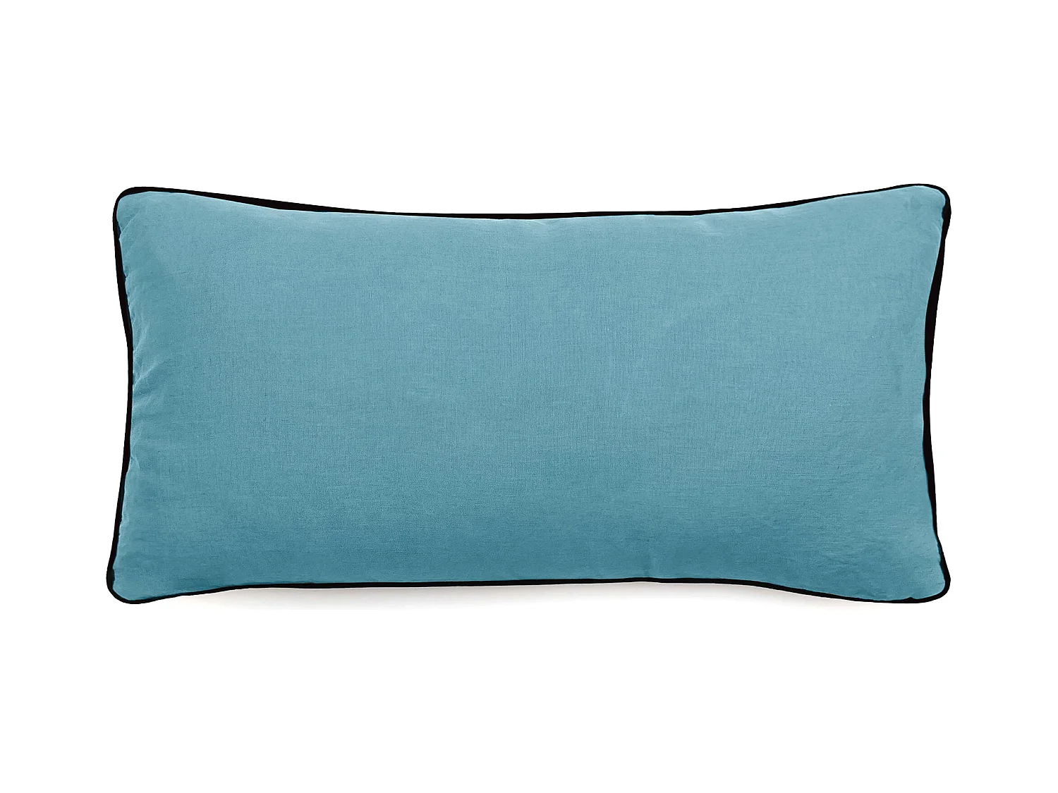 Housse de coussin PRELUDE 55x110 cm lin et coton lavé bleu Topaze