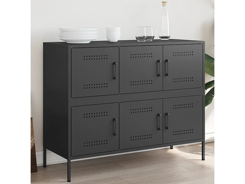 Buffet noir 100,5x39x79 cm acier