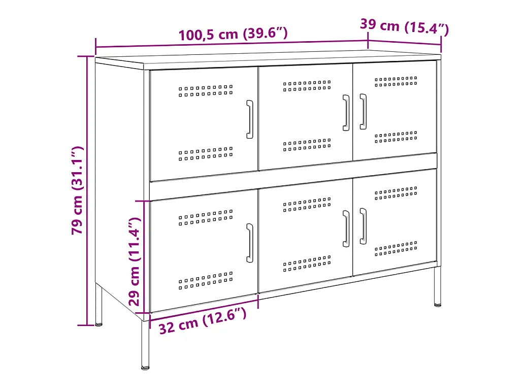 Buffet noir 100,5x39x79 cm acier
