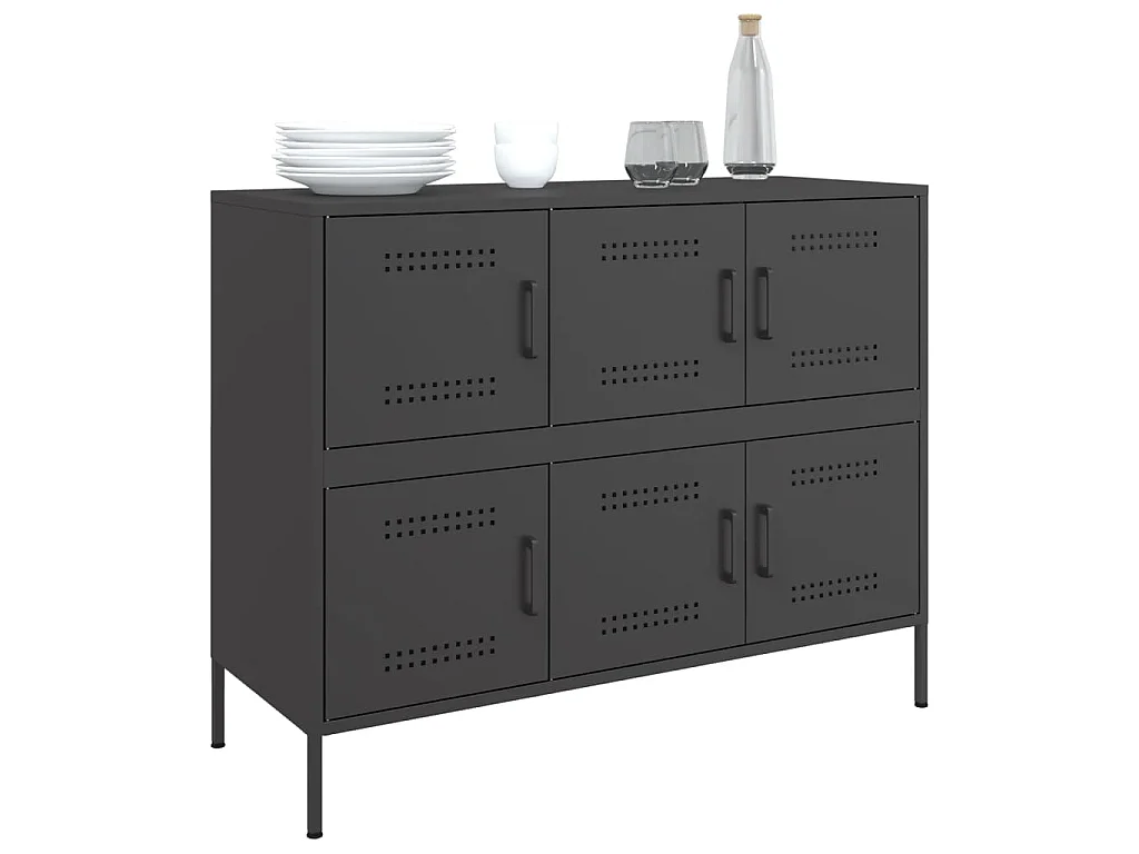 Buffet noir 100,5x39x79 cm acier