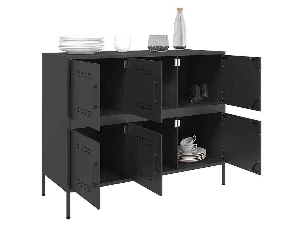 Buffet noir 100,5x39x79 cm acier
