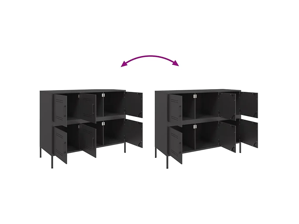 Buffet noir 100,5x39x79 cm acier