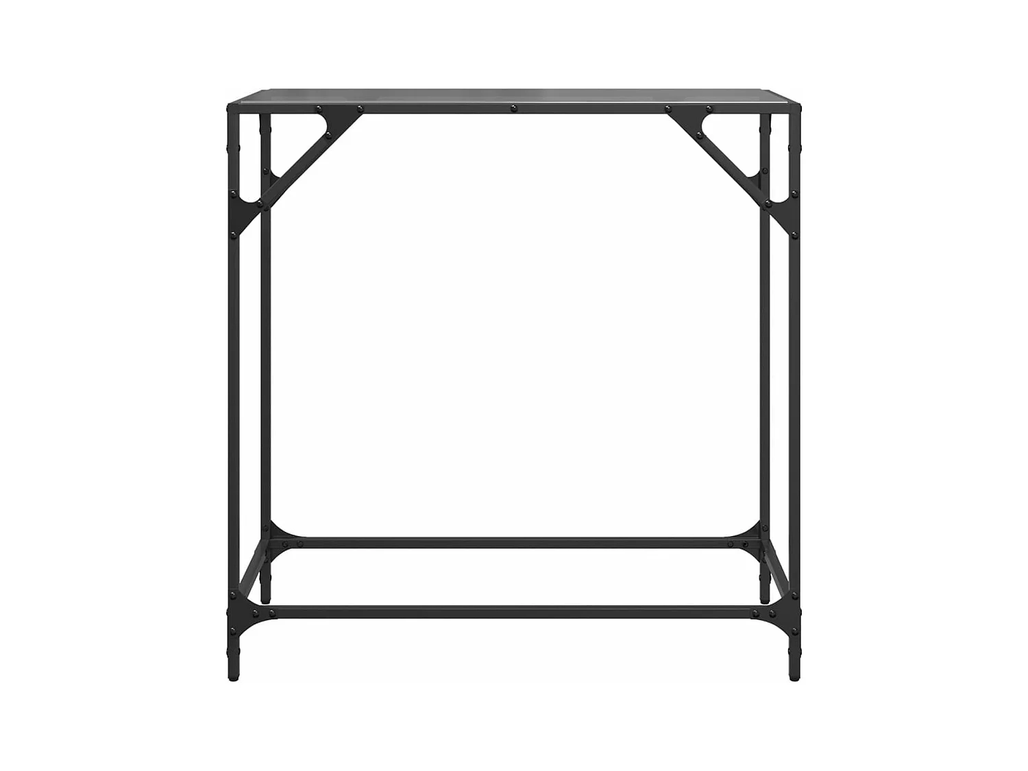 Table console avec dessus en verre noir 80x35x81 cm acier