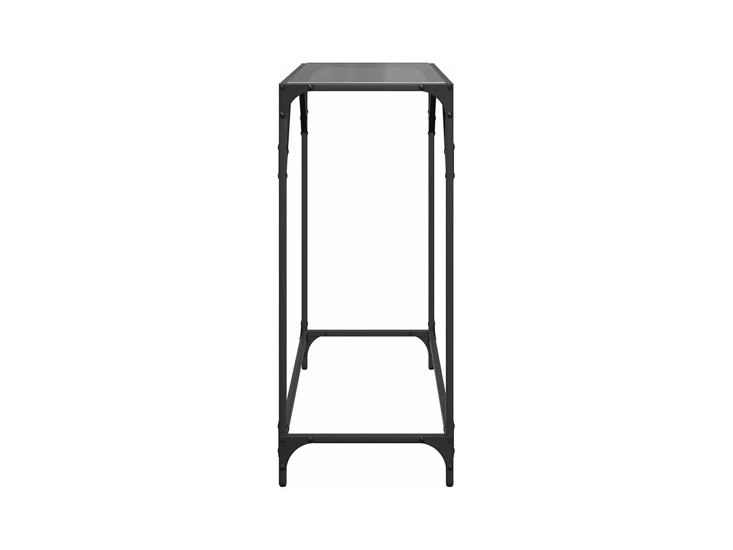 Table console avec dessus en verre noir 80x35x81 cm acier