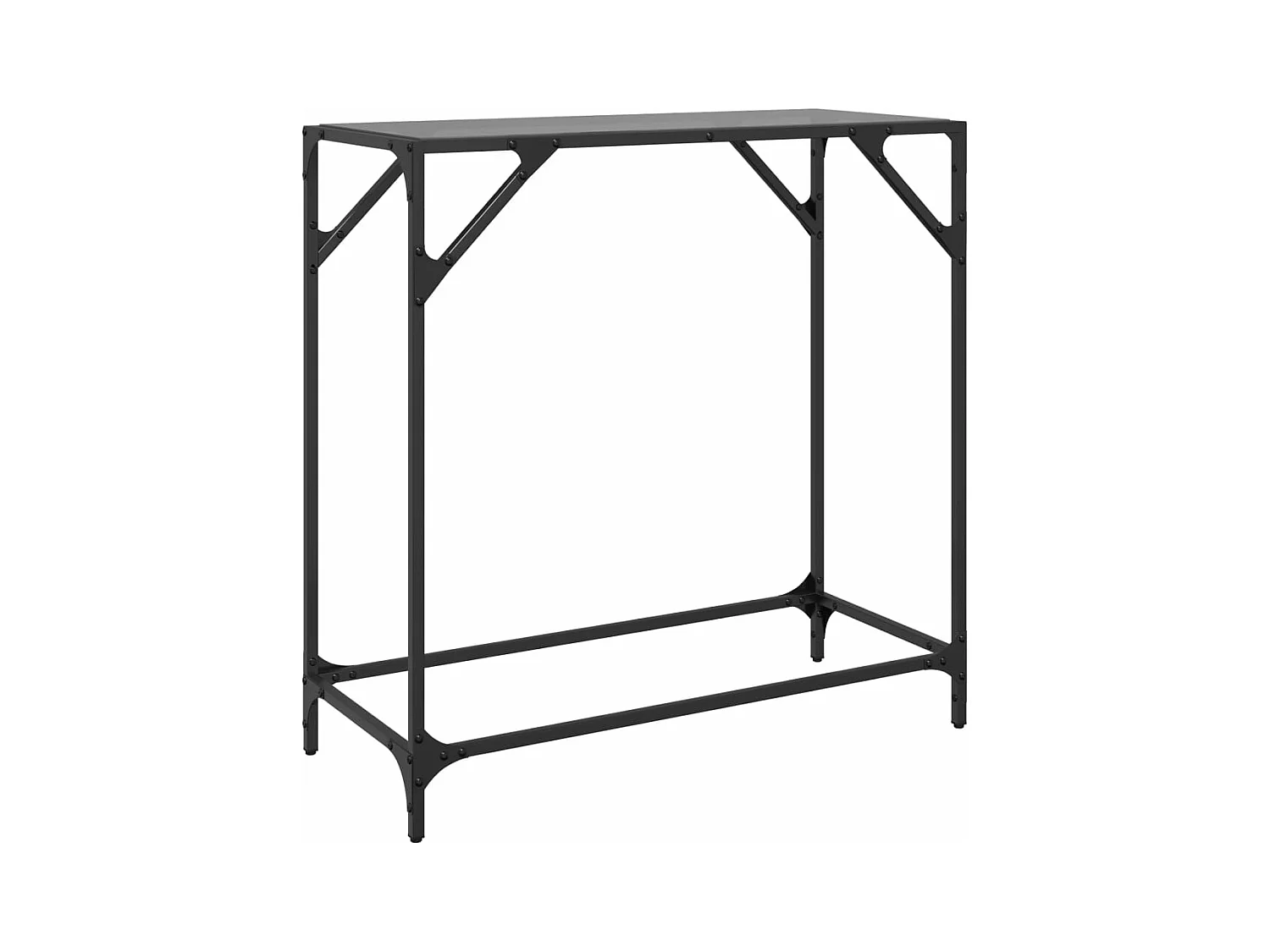 Table console avec dessus en verre noir 80x35x81 cm acier