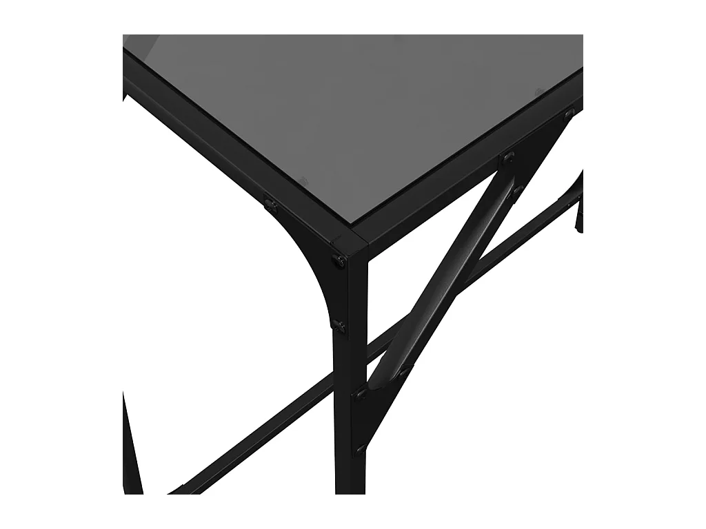 Table console avec dessus en verre noir 80x35x81 cm acier