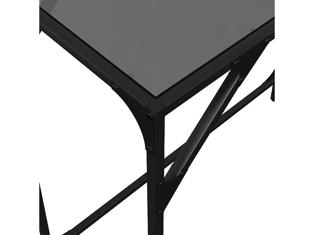 Table console avec dessus en verre noir 80x35x81 cm acier