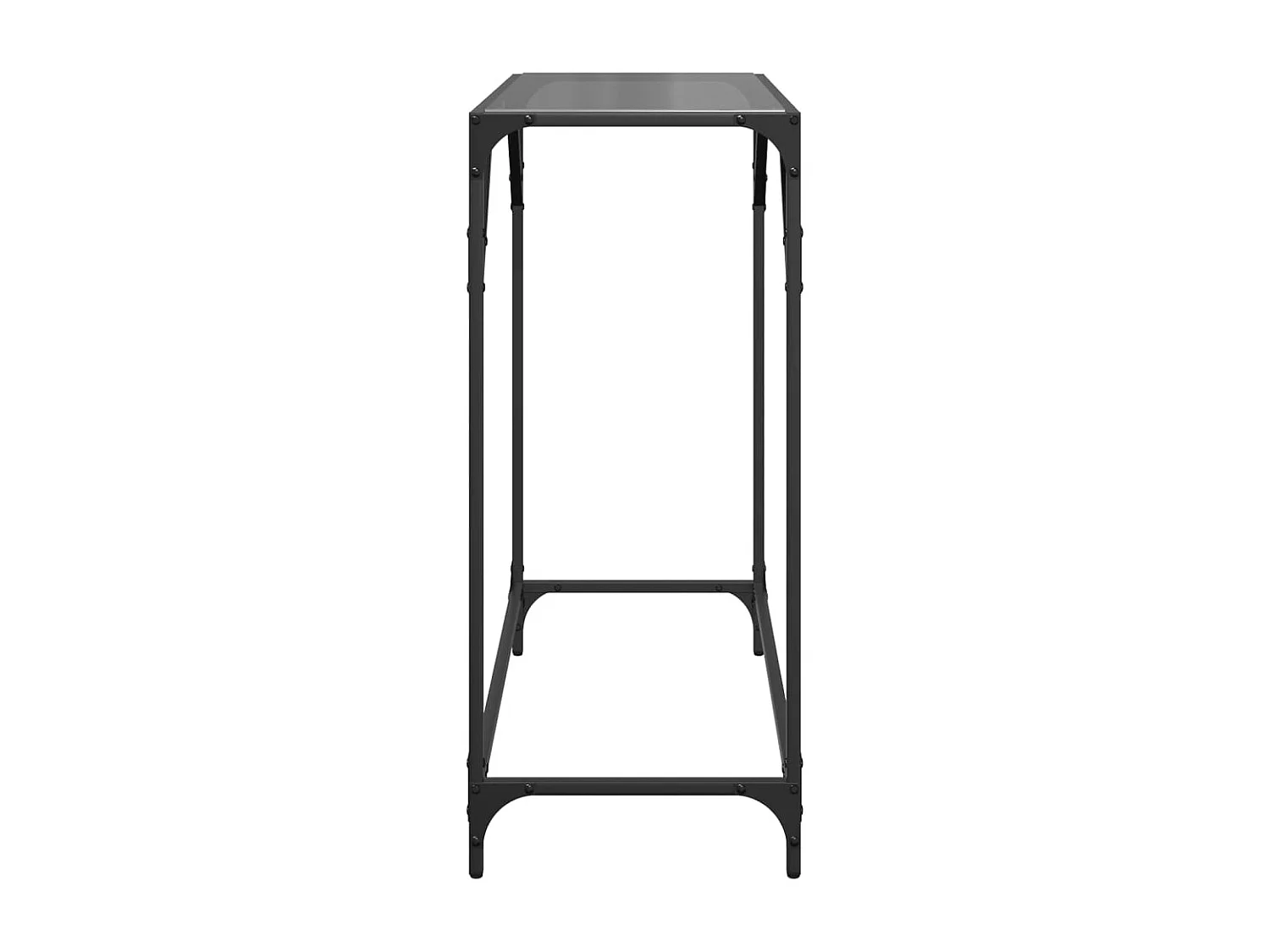 Table console avec dessus en verre noir 80x35x81 cm acier