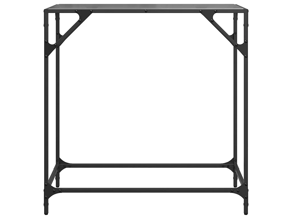 Tavolino Consolle con Piano in Vetro Nero 80x35x81cm in Acciaio