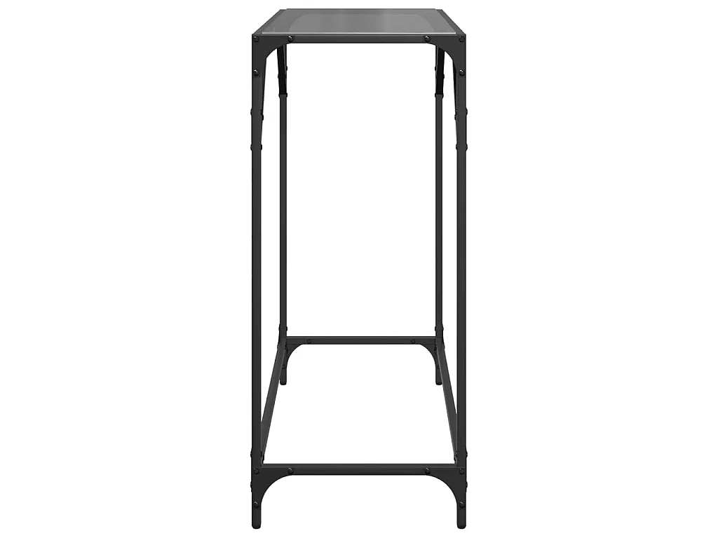 Tavolino Consolle con Piano in Vetro Nero 80x35x81cm in Acciaio