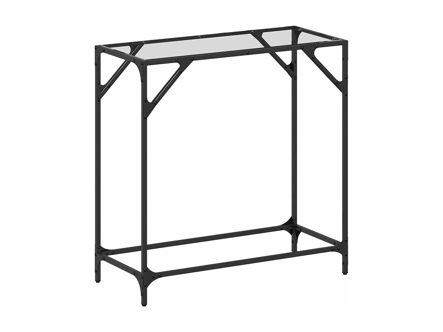 Table console avec dessus en verre transparent 80x35x81cm acier