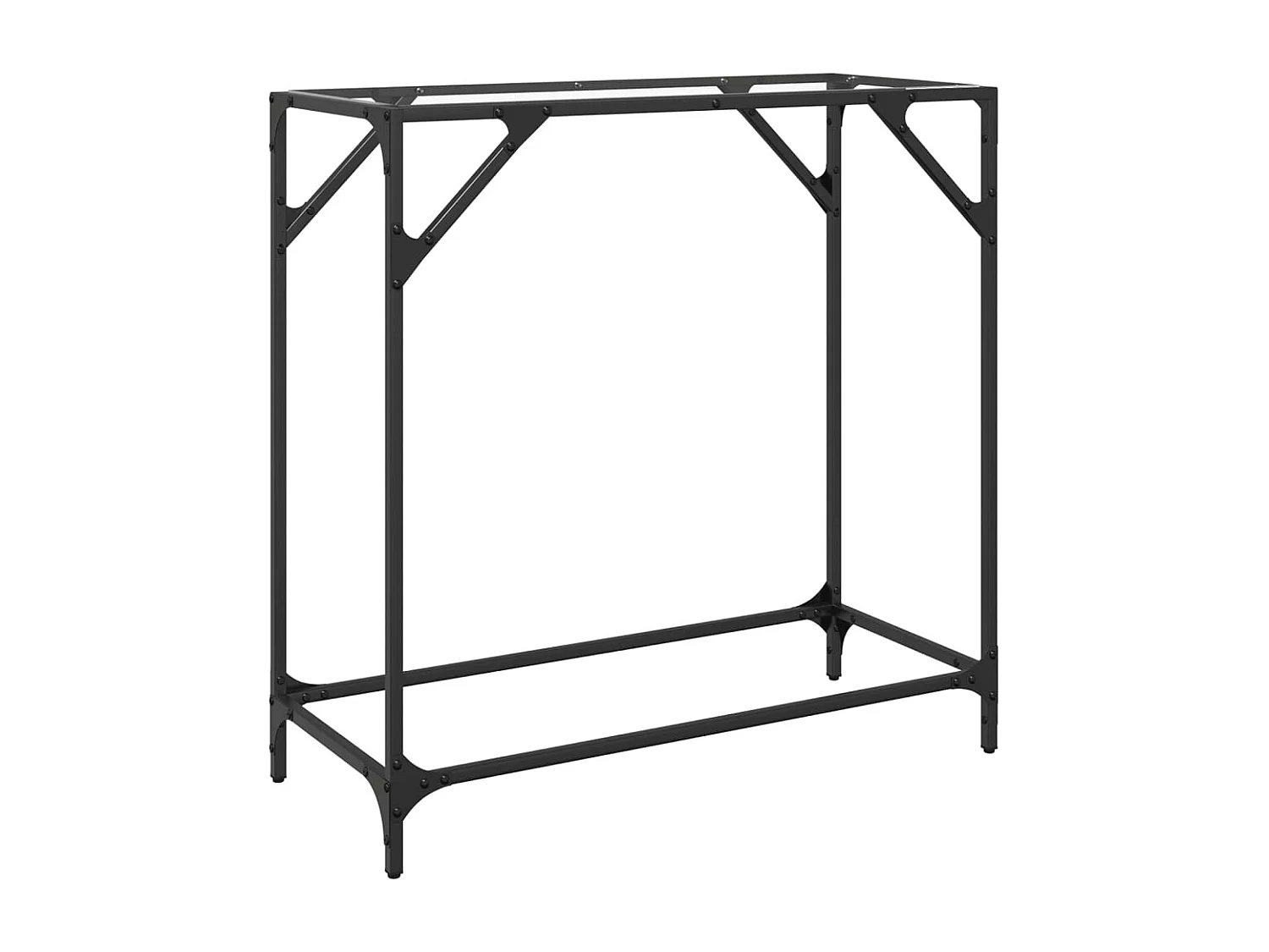 Table console avec dessus en verre transparent 80x35x81cm acier