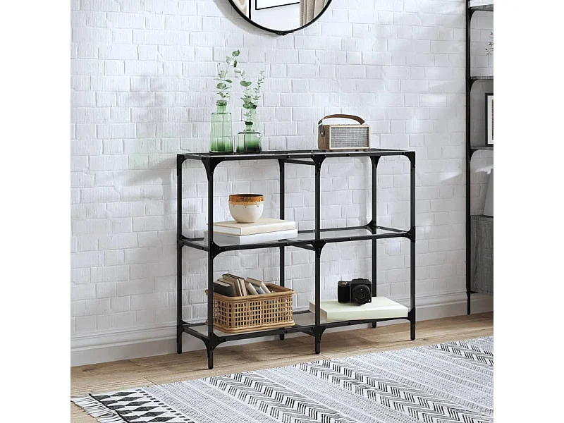 Mesa consola superficie vidrio transparente acero 98x30x81 cm