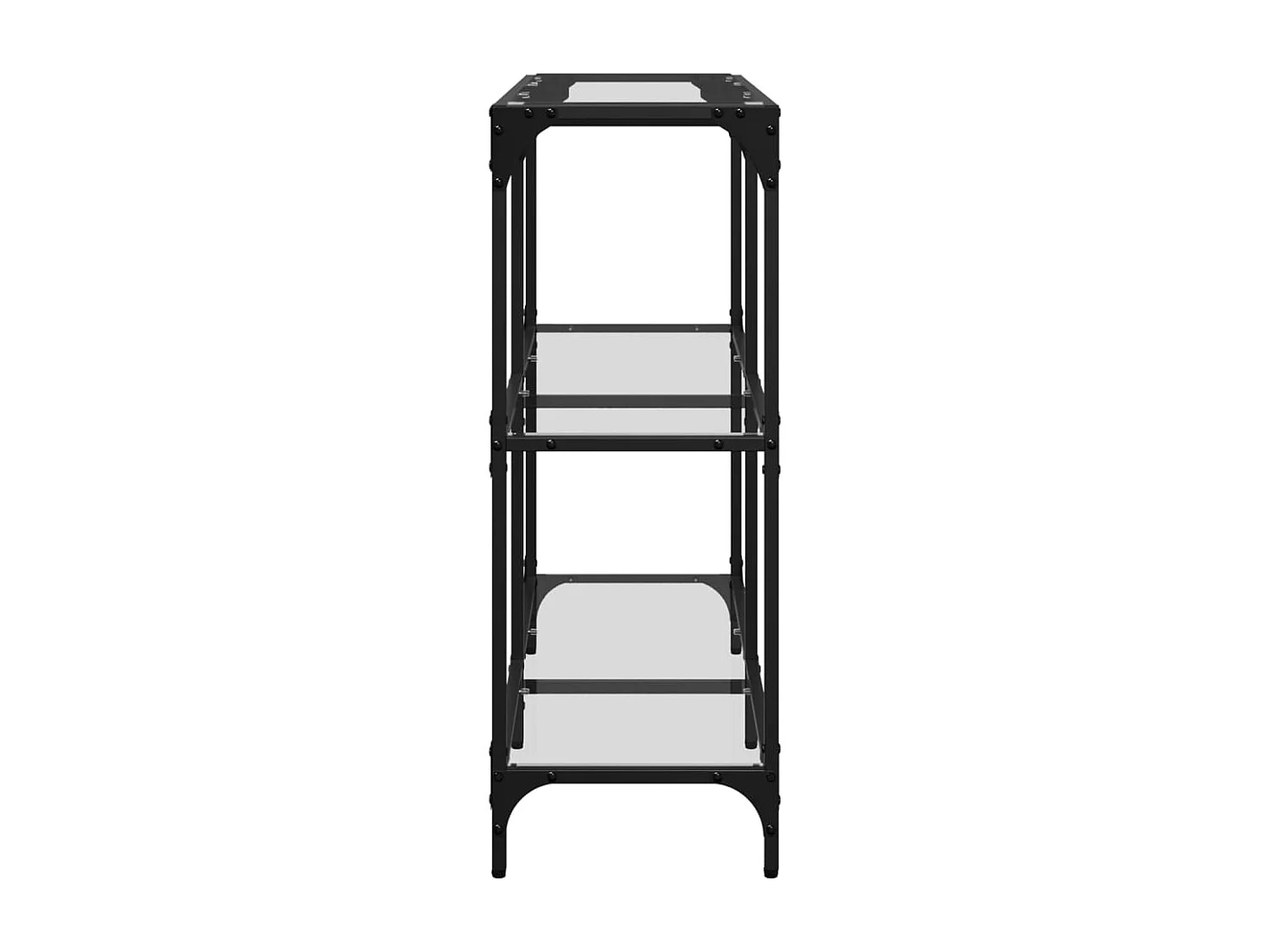 Table console avec dessus en verre transparent 98x30x81cm acier