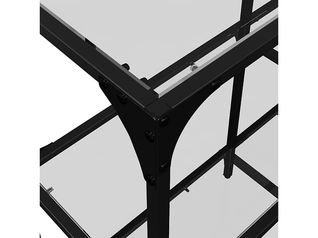 Table console avec dessus en verre transparent 98x30x81cm acier