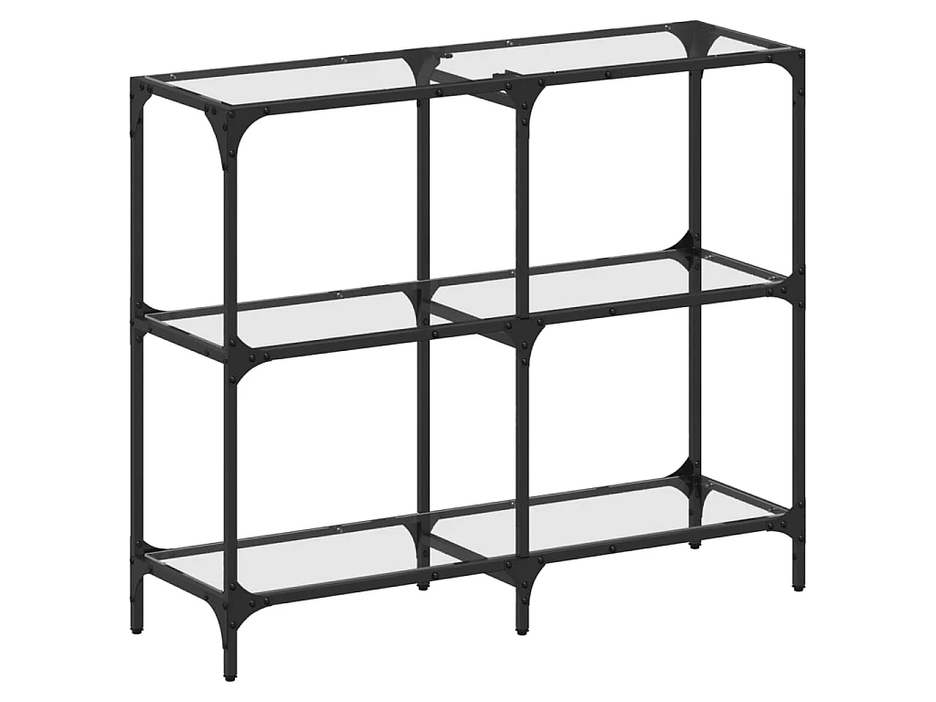 Table console avec dessus en verre transparent 98x30x81cm acier