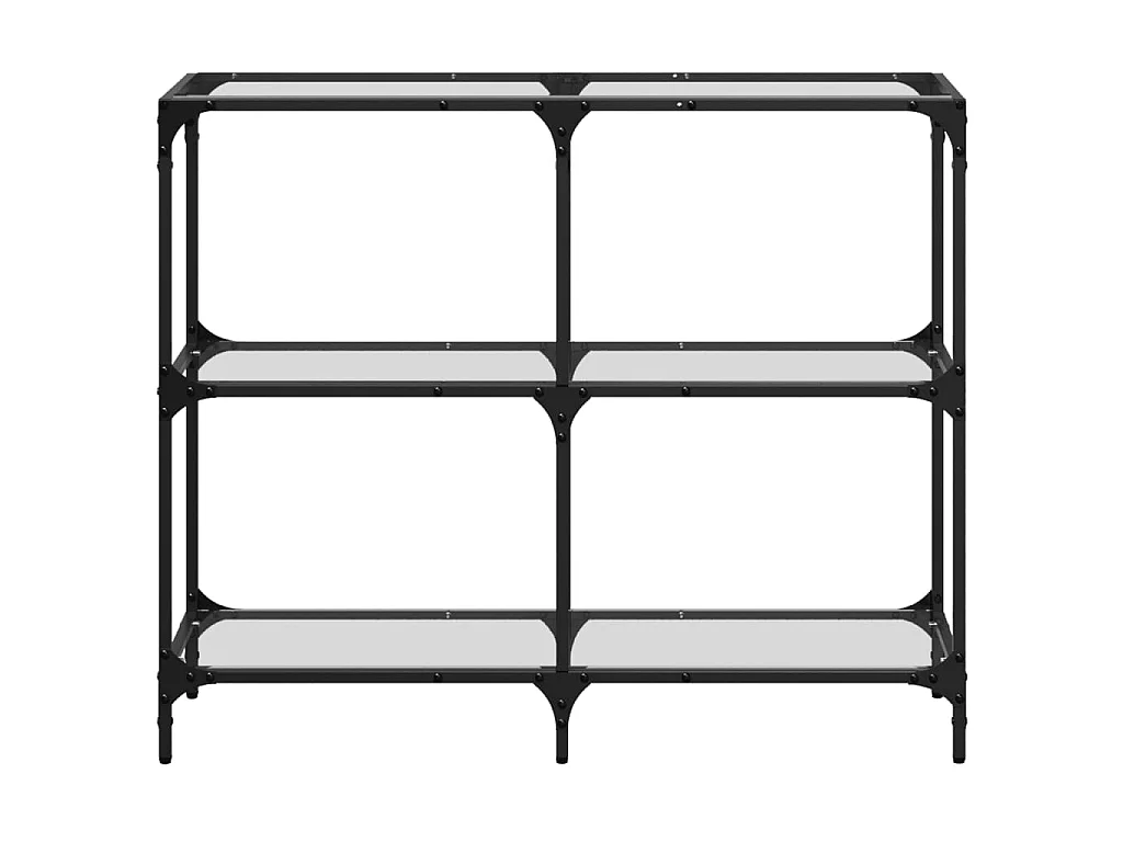 Table console avec dessus en verre transparent 98x30x81cm acier