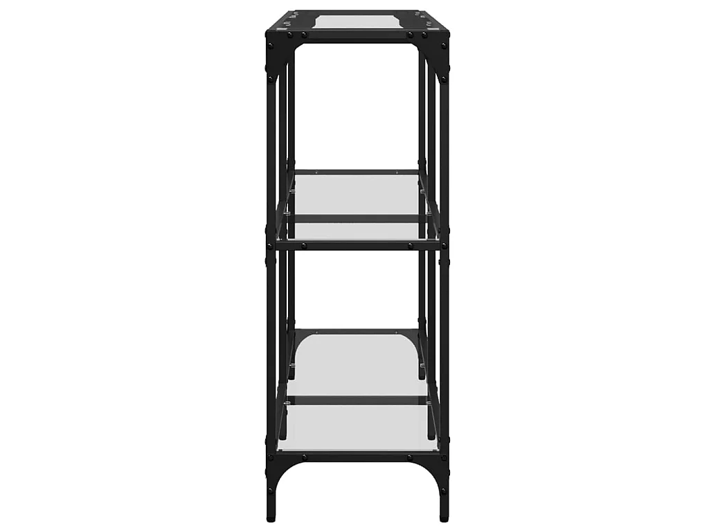 Table console avec dessus en verre transparent 98x30x81cm acier