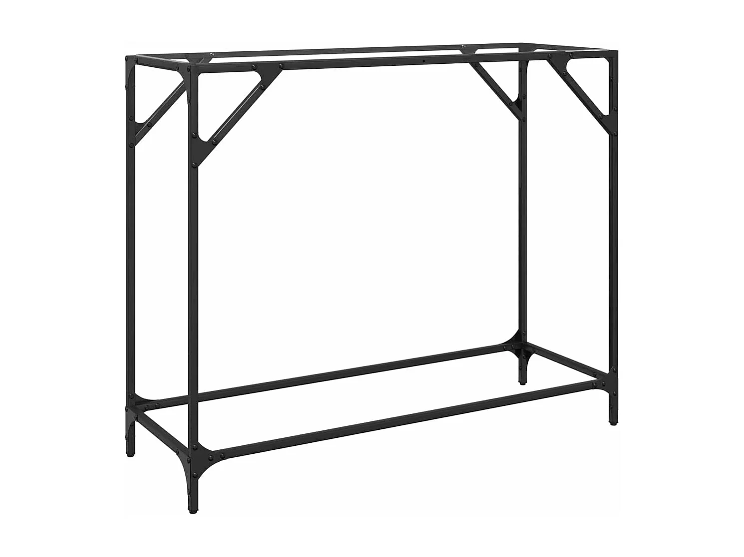 Table console avec dessus en verre transparent 98x35x81cm acier