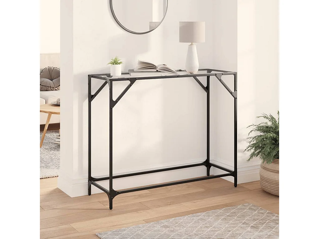 Wandtafel met transparant glazen blad 98x35x81 cm staal