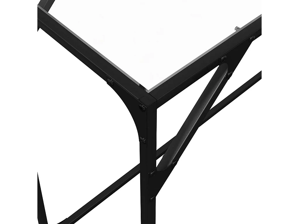 Tavolino Consolle Piano Vetro Trasparente 98x35x81cm in Acciaio