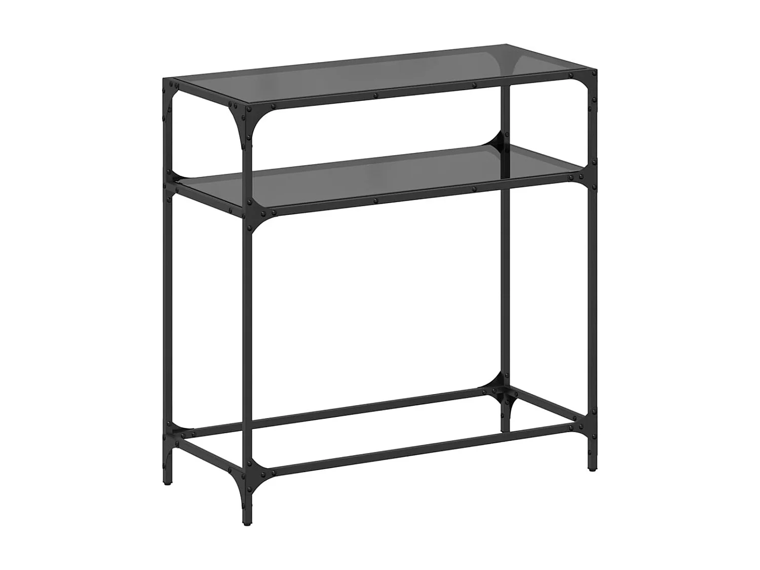 Wandtafel met zwart glazen blad 80x35x81 cm staal