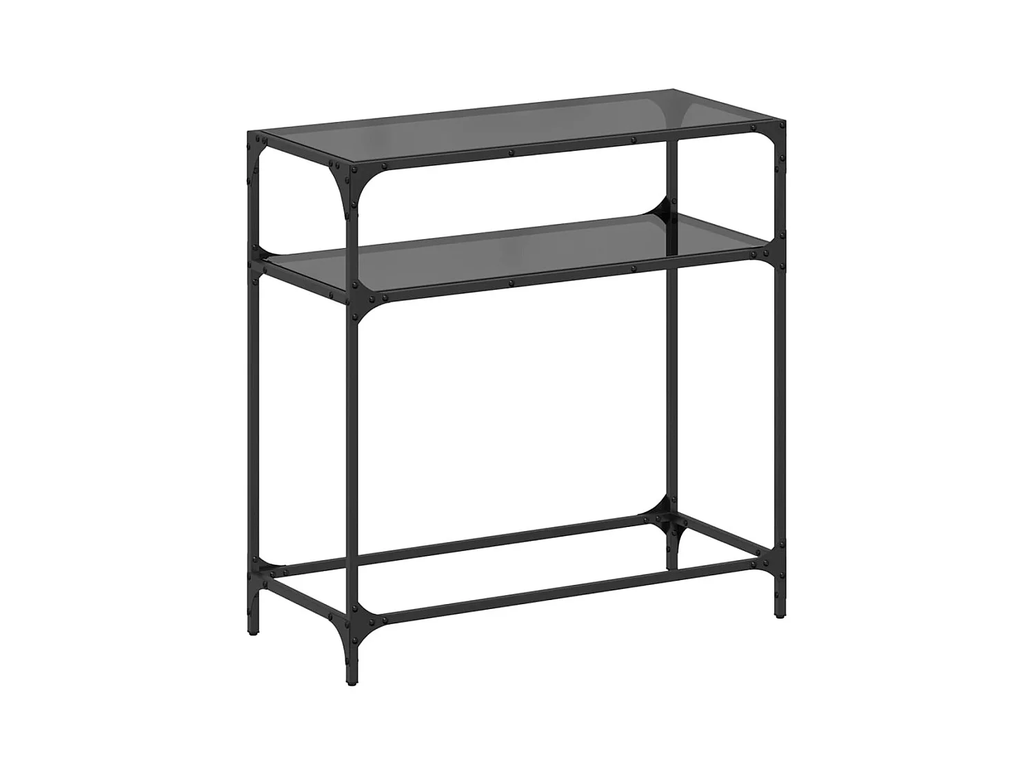 Table console avec dessus en verre noir 80x35x81 cm acier