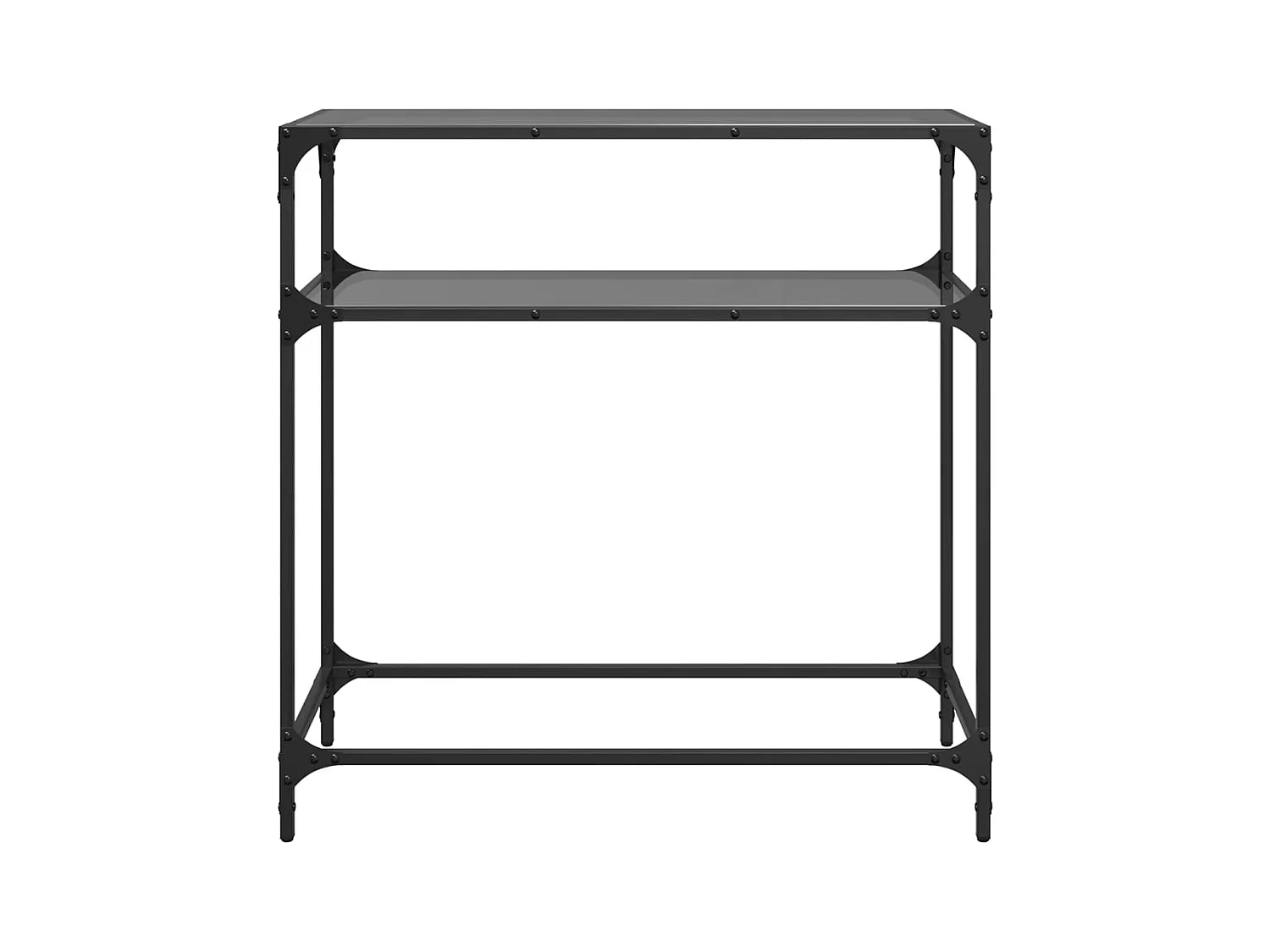 Table console avec dessus en verre noir 80x35x81 cm acier