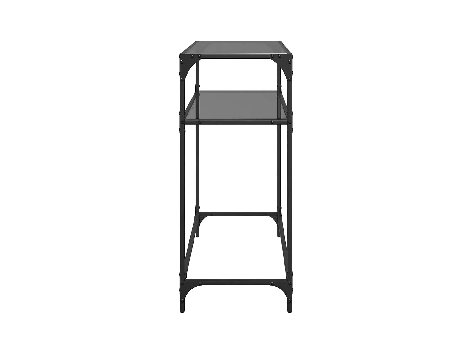 Table console avec dessus en verre noir 80x35x81 cm acier