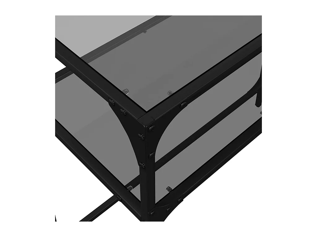 Table console avec dessus en verre noir 80x35x81 cm acier