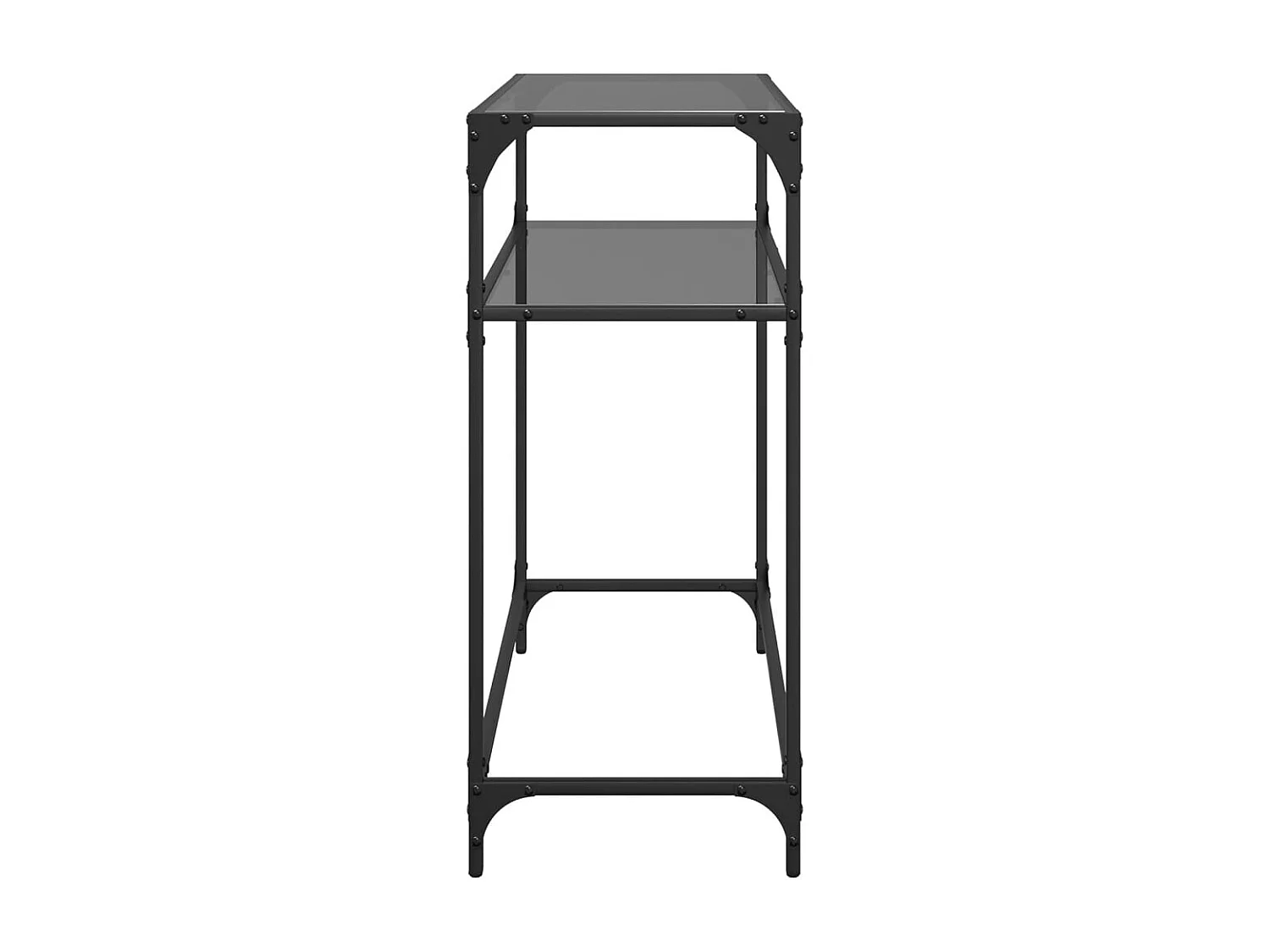 Table console avec dessus en verre noir 80x35x81 cm acier