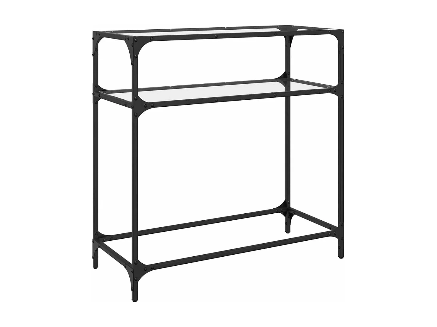 Table console avec dessus en verre transparent 80x35x81cm acier