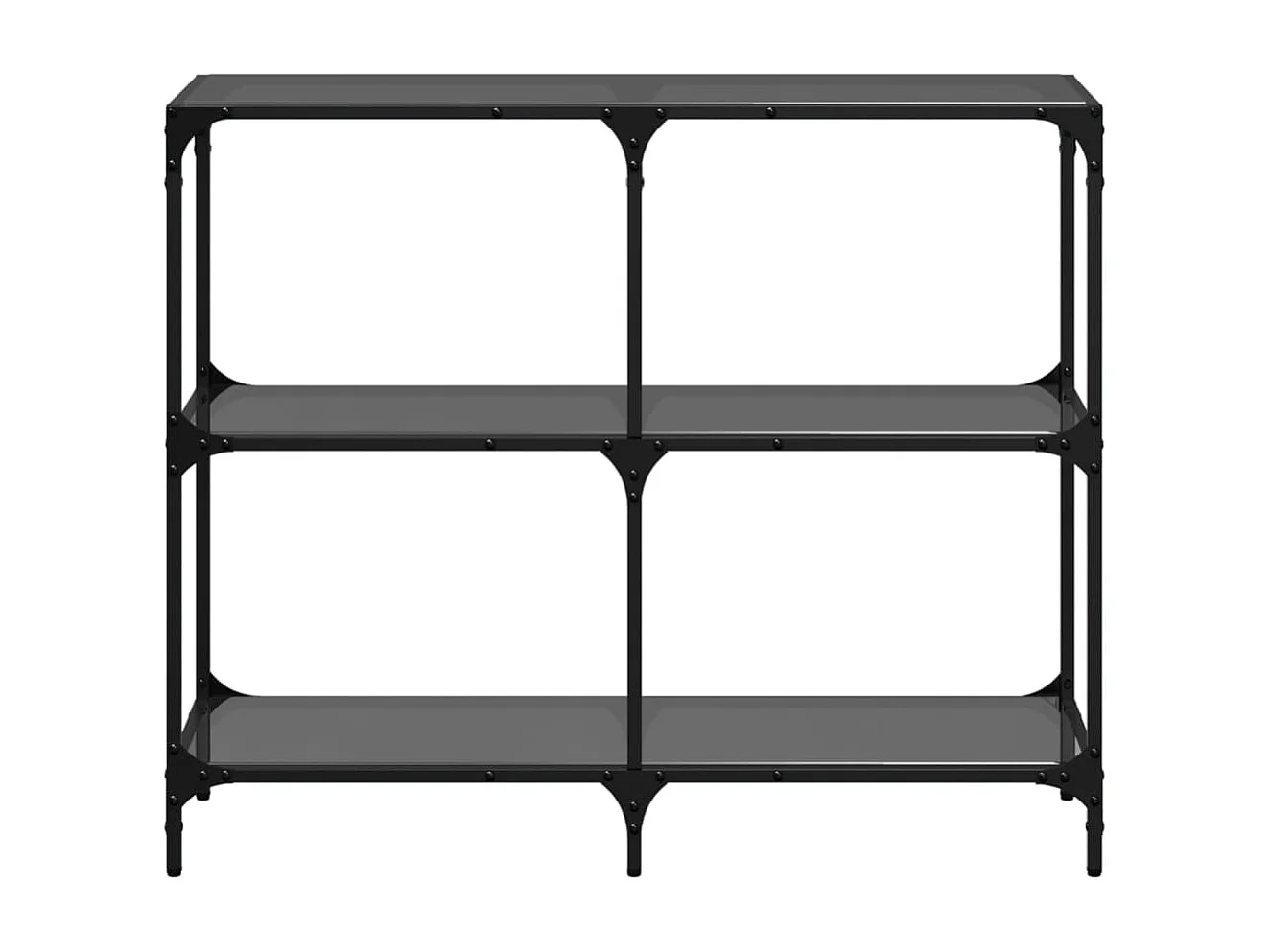 Wandtafel met zwart glazen blad 98x30x81 cm staal