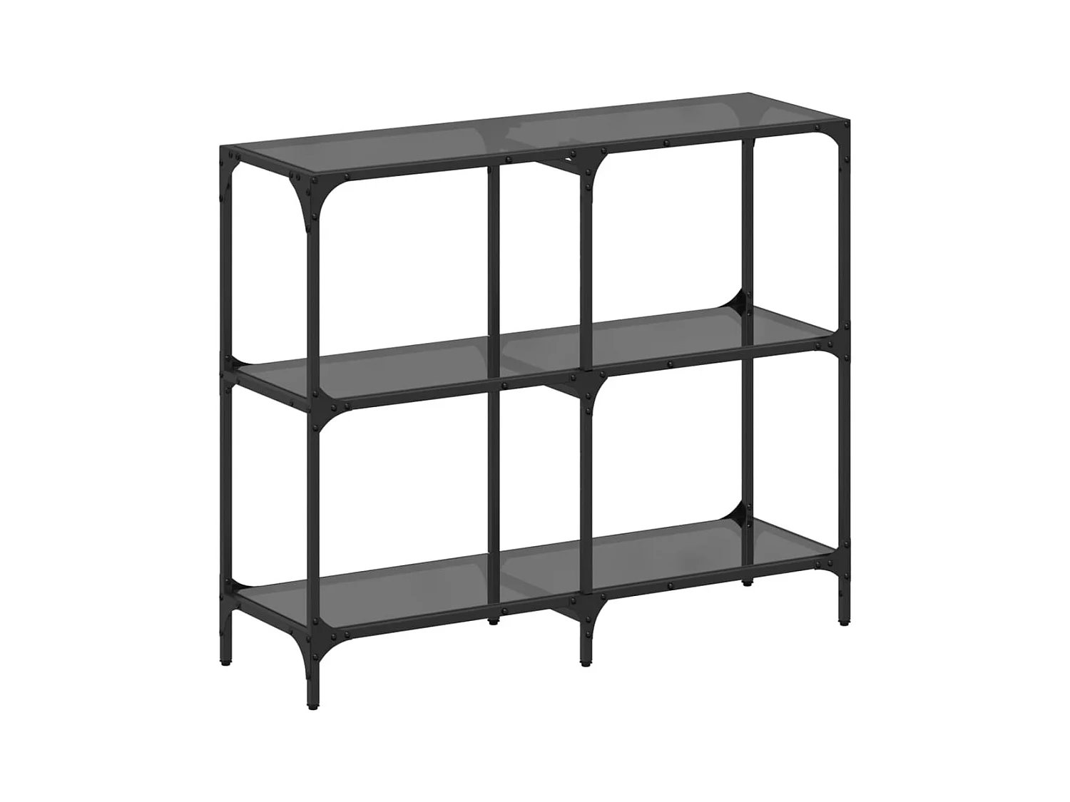 Table console avec dessus en verre noir 98x30x81 cm acier