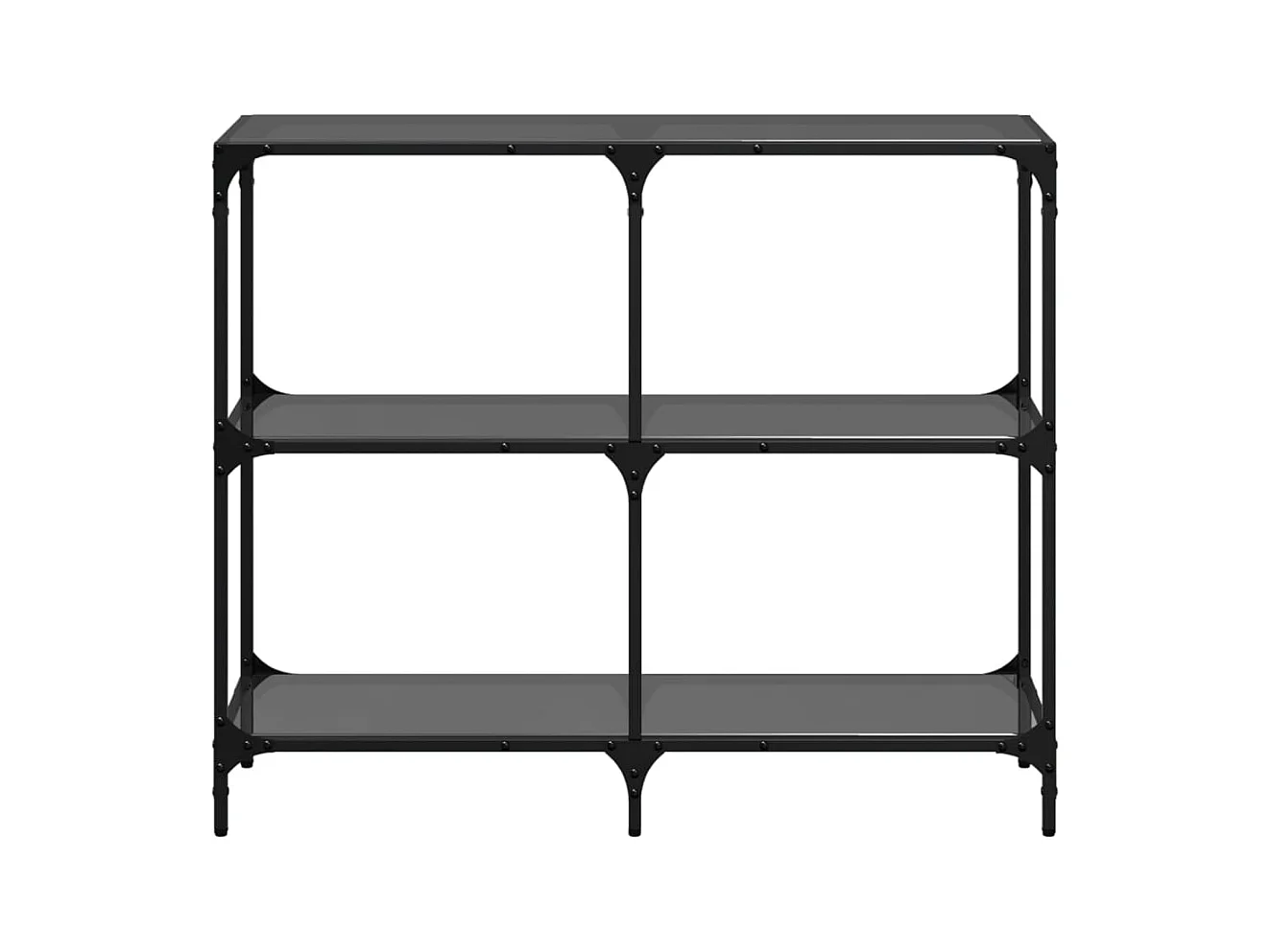 Table console avec dessus en verre noir 98x30x81 cm acier
