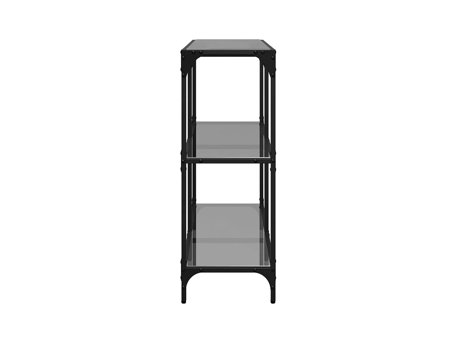 Table console avec dessus en verre noir 98x30x81 cm acier