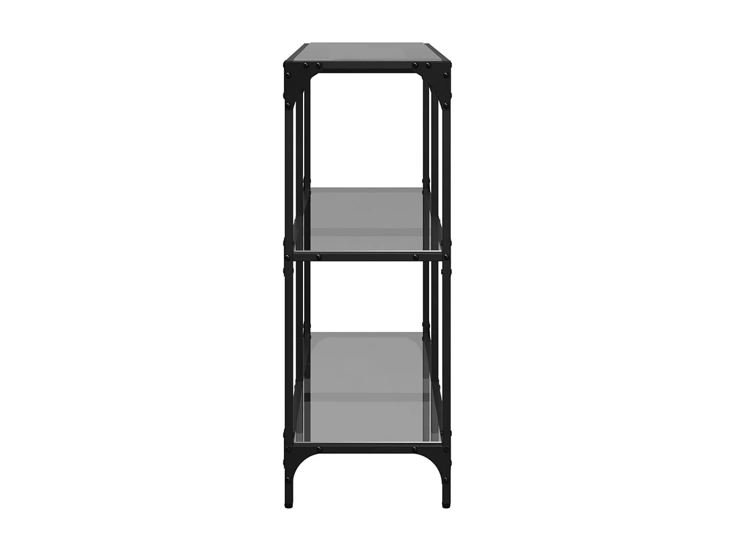 Table console avec dessus en verre noir 98x30x81 cm acier