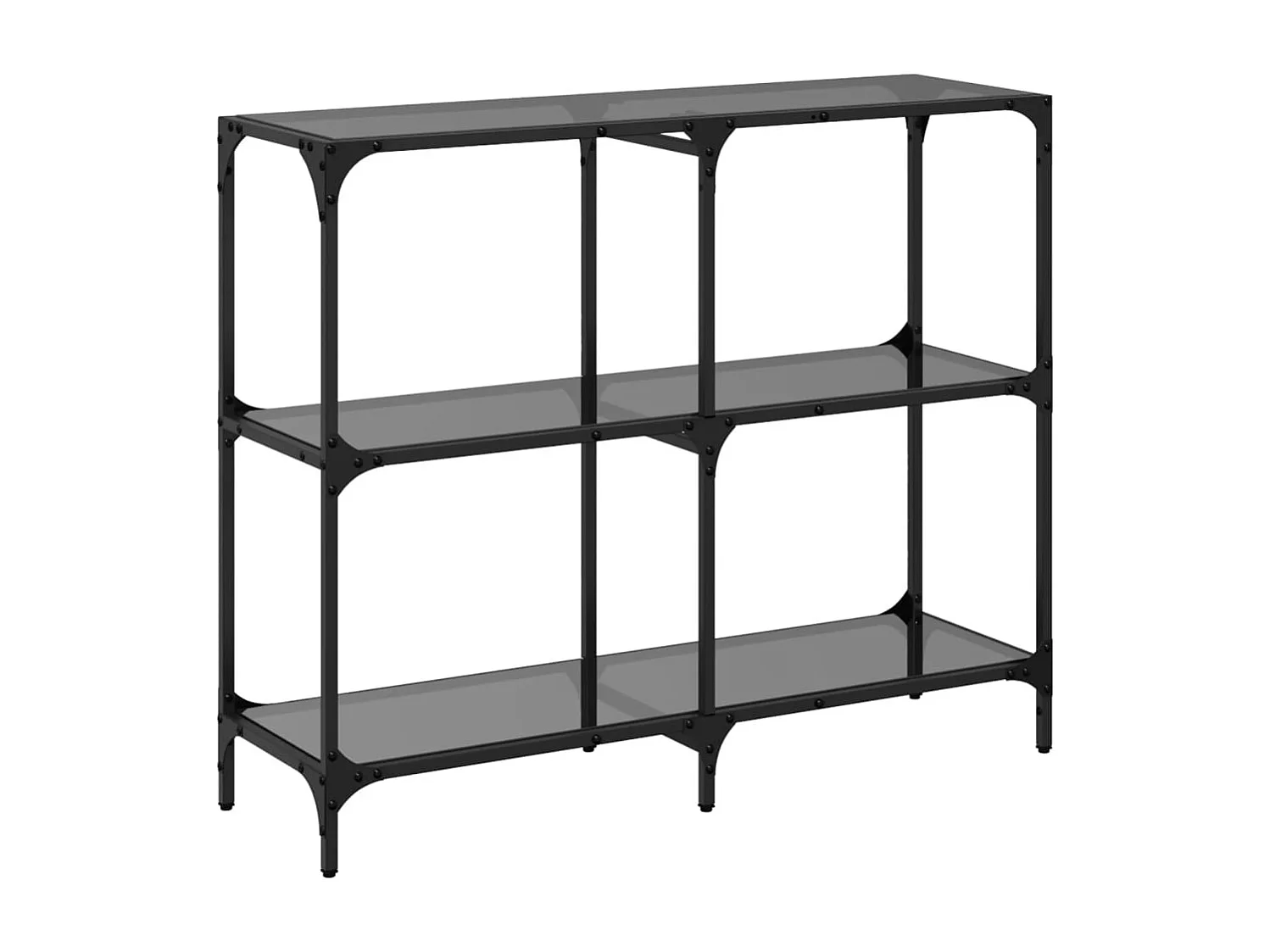 Table console avec dessus en verre noir 98x30x81 cm acier