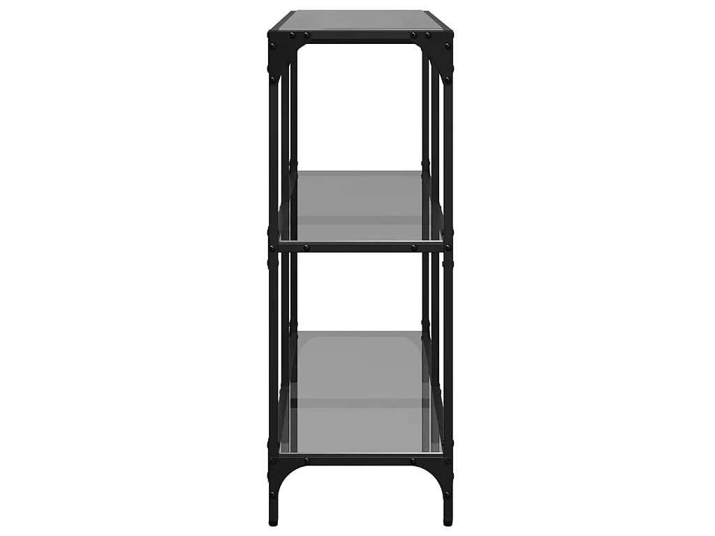 Tavolino Consolle con Piano in Vetro Nero 98x30x81cm in Acciaio