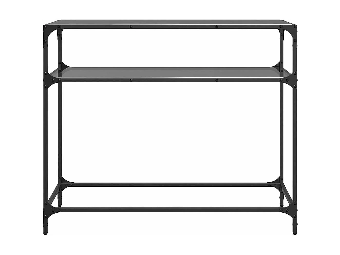 Wandtafel met zwart glazen blad 98x35x81 cm staal