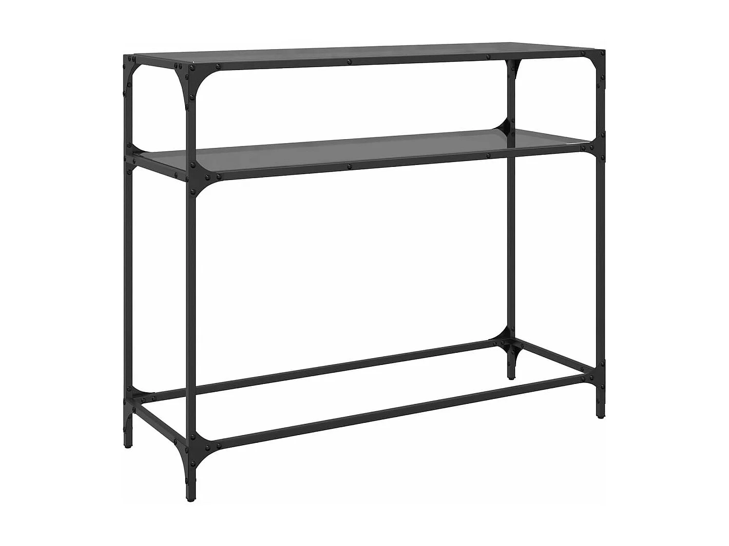 Wandtafel met zwart glazen blad 98x35x81 cm staal